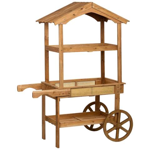 Carrello Espositivo-scaffale In Legno Marrone 108x46x148h Cm - Foto 1