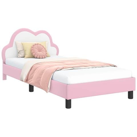 Struttura letto bambini con testata Rosa 90 x 190 cm PU - Foto 1