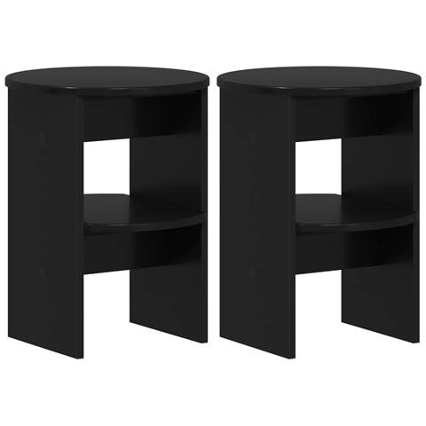 Mobile laterale 2 pcs Nero Ø40 x 50 cm Legno ingegnerizzato - Foto 1