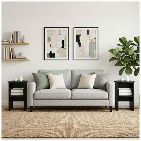Mobile laterale 2 pcs Nero Ø40 x 50 cm Legno ingegnerizzato - Foto 2