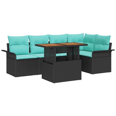 Set Divano da Giardino con archiviazione 6 pcs Nero Poly Rattan - Foto 1
