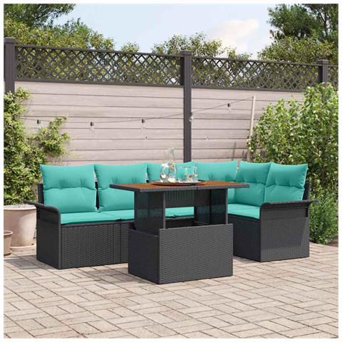 Set Divano da Giardino con archiviazione 6 pcs Nero Poly Rattan - Foto 2