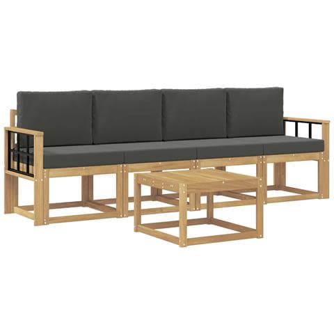 Set di divani da esterno con cuscino 5 pcs Bianco e Antracite - Foto 1