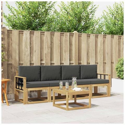 Set di divani da esterno con cuscino 5 pcs Bianco e Antracite - Foto 2