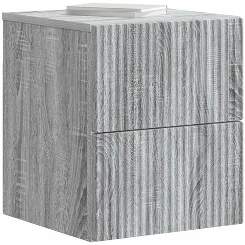 Mobiletto da notte a muro Grigio Sonoma 33 x 34,5 x 40 cm - Foto 2