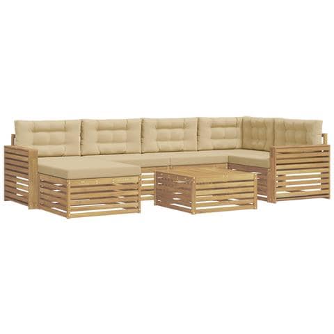 Set di divani da esterno con cuscino 7 pcs Bianco e Beige - Foto 1