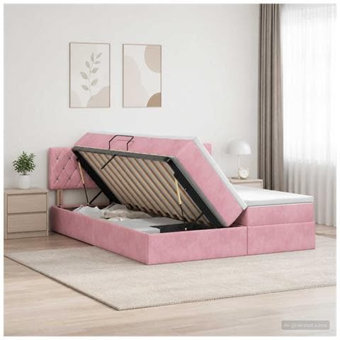 Letto con Contenitore con testiera 2 pz Rosa - Foto 2