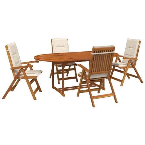 Set da pranzo da esterno con ombrellone 6 pz Bianco Crema - Foto 1