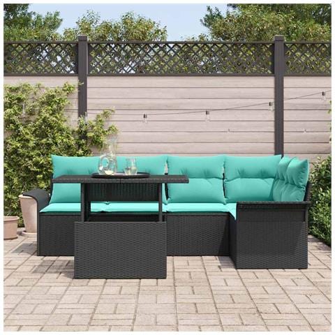 Set Divano da Giardino 6 pz Nero - Foto 2