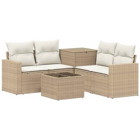 Set di divani 6 pz Beige e Bianco Crema - Foto 1