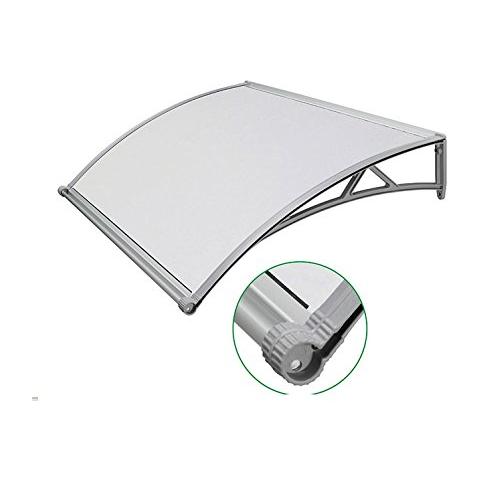 Pensilina In Policarbonato Con Sgocciolatoio E Supporto Grigio 140 X 90 Centimetri - Foto 2