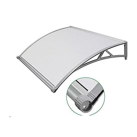 Pensilina In Policarbonato Con Sgocciolatoio E Supporto Grigio 140 X 90 Centimetri - Foto 1