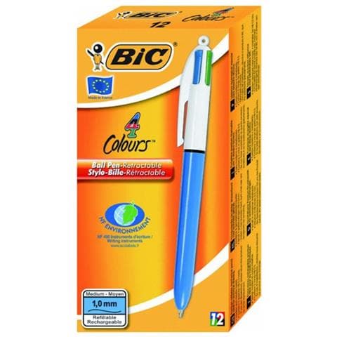 6 Penne A Sfera 4 Colori Medium Inchiostro Multicolore Punta 1 Mm - Foto 1