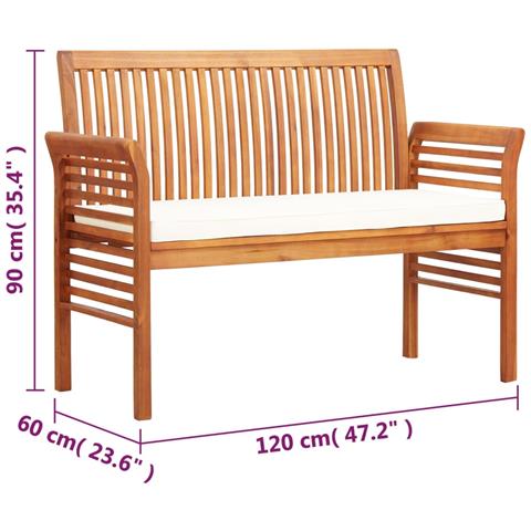 Panca Da Giardino A 2 Posti 120 Cm In Legno Massello Di Acacia - Foto 2