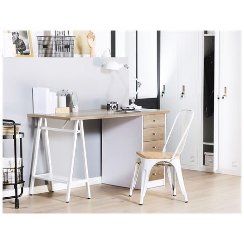 Scrivania Heber Marrone/ Bianco 140 Cm 60 Cm Con Contenitore - Foto 9