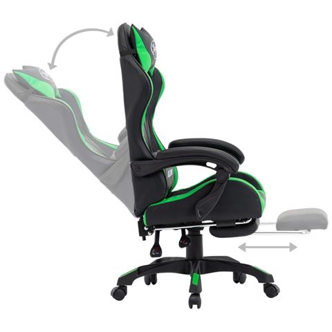 Sedia Da Gaming Con Poggiapiedi Verde E Nera In Similpelle - Foto 2