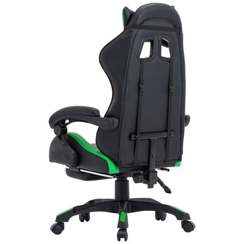 Sedia Da Gaming Con Poggiapiedi Verde E Nera In Similpelle - Foto 8
