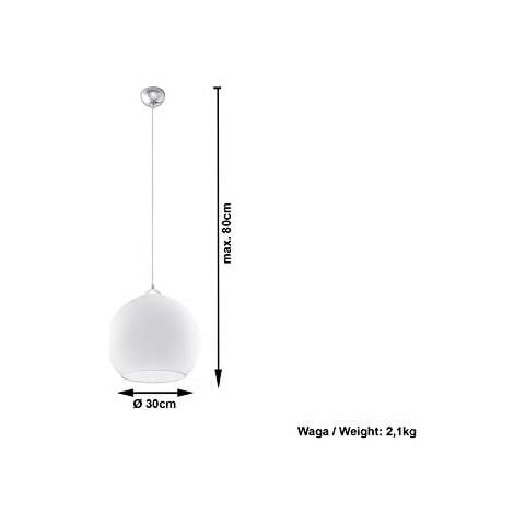 Ball - Lampadario A Sospensione In Vetro, Colore: Bianco Cromato - Foto 2