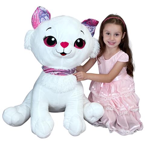 Gatto Peluche Bianco 60 Cm - Foto 1