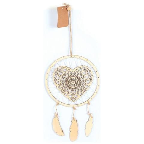 Sospensione Acchiappasogni In Legno 41 X 16 Cm - Cuore - Foto 1