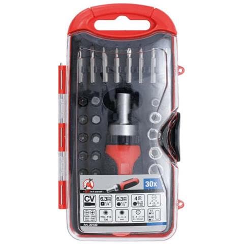 Set Di Bit E Bussole Con Impugnatura A Cricchetto Per Bit Reversibili Bgs - 30 Pezzi - 20130 - Foto 2