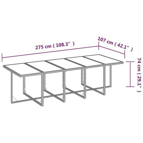 Set Da Pranzo Per Giardino 11 Pz Con Cuscini In Polyrattan Nero - Foto 2
