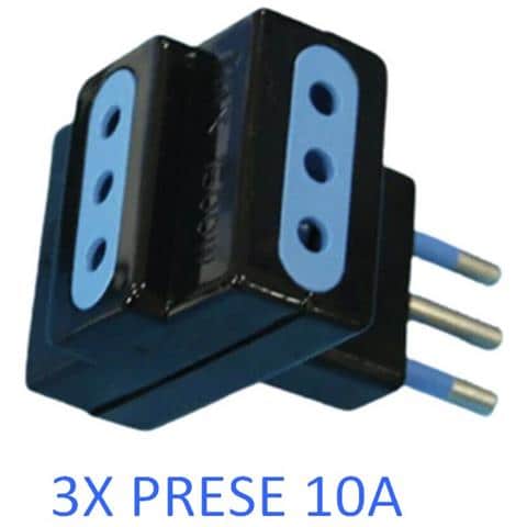 Tr-5943 Presa Multipla Adattatore Con Spina 10a + 3 Prese 10a Black - Foto 2