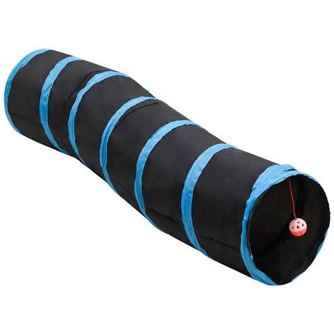 Tunnel Per Gatti A S Nero E Blu 122 Cm Poliestere - Foto 1