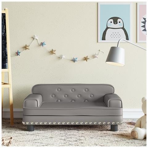 Divano Per Bambini Grigio 70x45x30 Cm In Similpelle - Foto 1