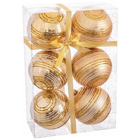 Palle Di Natale Dorato Plastica Spirale 8 X 8 X 8 Cm (6 Unità) - Foto 1