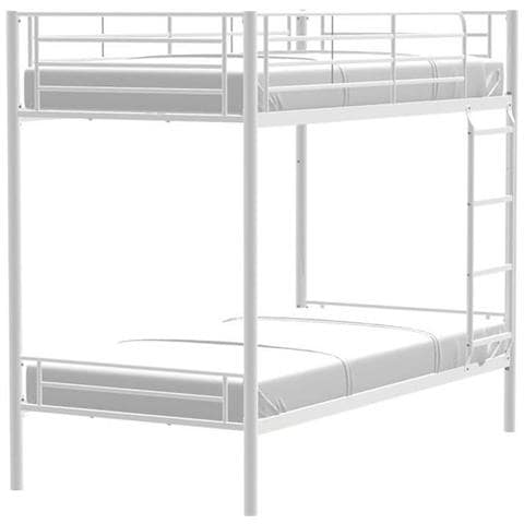 Letti A Castello Separabili In Metallo - Bianco - Molle Incluse - 2 X 90 X 190 Cm - Abby - Foto 1