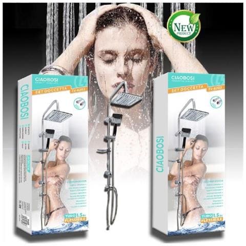 Trade Shop - Set Bagno Colonna Doccia Saliscendi Cromato Rubinetto Soffione Doccetta Tx-8203 - Foto 1
