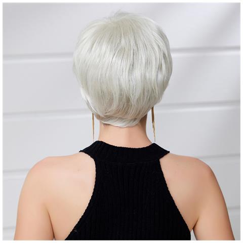 Parrucca Corta Chic Da Donna, Regolabile E Traspirante Silver+gold - Foto 7