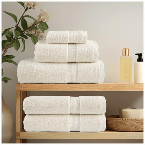 Asciugamani Premium SOLUND 4 pz Crema 100x200 cm 600 g /m² - Foto 3