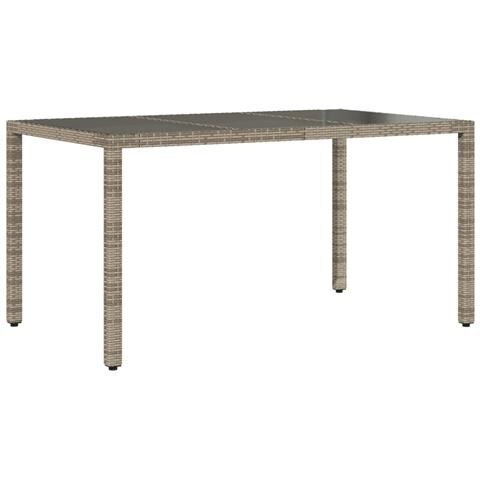 Tavolo Da Giardino Piano In Vetro Grigio 150x90x75cm Polyrattan - Foto 2
