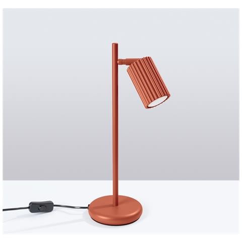 Lampada Da Tavolo Karbon Rosso Ocra Sl. 1643 - Minimalista Lampada Da Scrivania Ocra Rossa 43x14.5x19.5 Cm - Foto 2