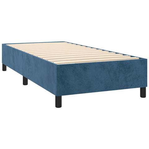 Letto a Molle con Materasso e LED Blu Scuro 90x200cm in Velluto - Foto 2