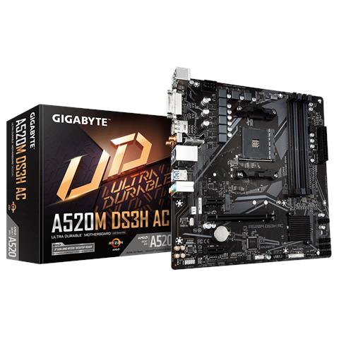 A520M DS3H AC Scheda Madre - CPU AMD Ryzen Serie 5000, VRM 5+3 fasi, fino a 4733 MHz DDR5 (OC), 1xPCIe 3.0 M. 2, LAN GbE, WIFI 5, USB 3.2 Gen 1 - Foto 1