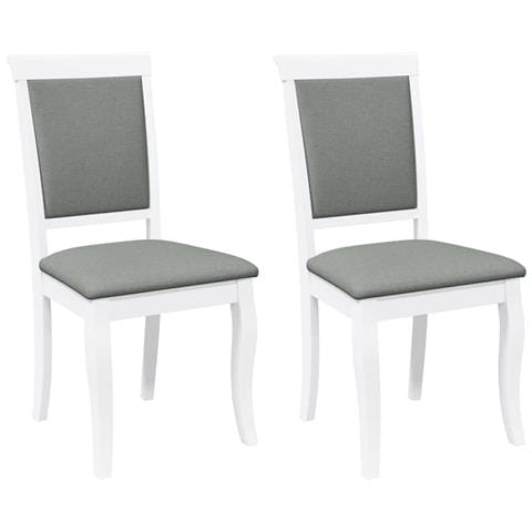 Sedie da Pranzo con Cuscini 2 pz Bianco Legno Massello di Hevea - Foto 1