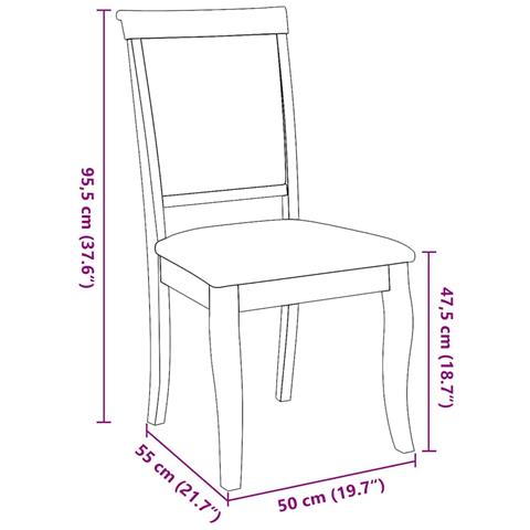 Sedie da Pranzo con Cuscini 2 pz Bianco Legno Massello di Hevea - Foto 10