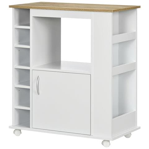 Carrello da Cucina con Armadietto e Ripiani Regolabili, Ruote Girevoli e Freno, 75x39.5x88 cm, Bianco - Foto 1