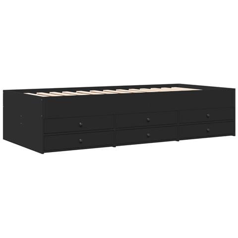 Divano Letto Con Cassetti Senza Materasso Nero 75x190 Cm - Foto 3