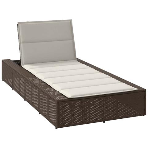 Lettino Prendisole Con Cuscino Galleggiante Marrone Polyrattan - Foto 1