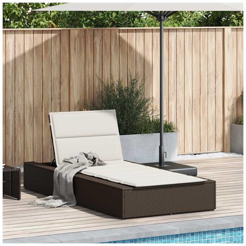 Lettino Prendisole Con Cuscino Galleggiante Marrone Polyrattan - Foto 2