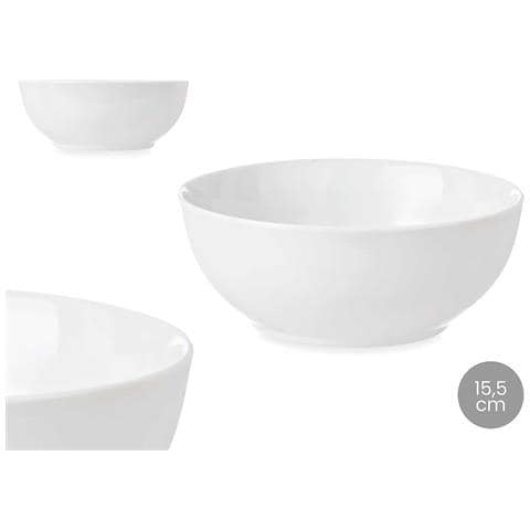 Dam Confezione 6 Ciotole In Porcellana 15,5 Cm 15,5x15,5x6,5 Cm. Colore Bianco - Foto 2