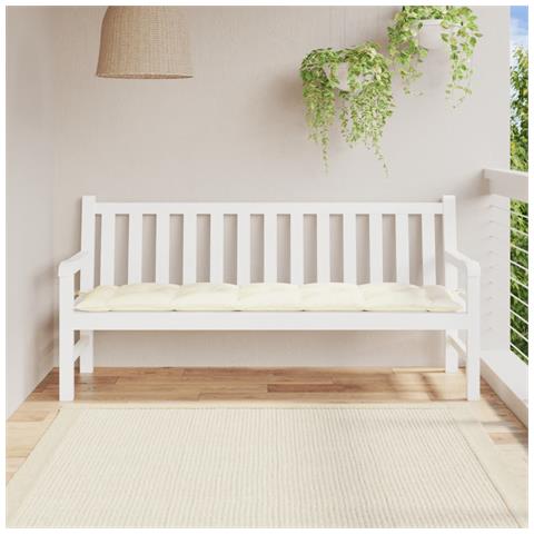 Cuscino Per Panca Giardino Crema 180x50x7 Cm In Tessuto Oxford - Foto 1