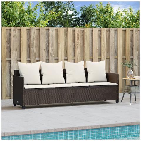 Lettino Prendisole Con Cuscini Marrone in Polyrattan - Foto 2