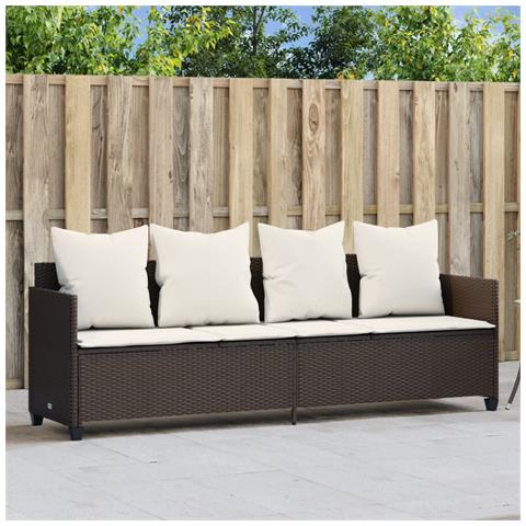 Lettino Prendisole Con Cuscini Marrone in Polyrattan - Foto 8