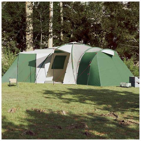 Tenda da Campeggio a Cupola per 12 Persone Verde Impermeabile - Foto 2