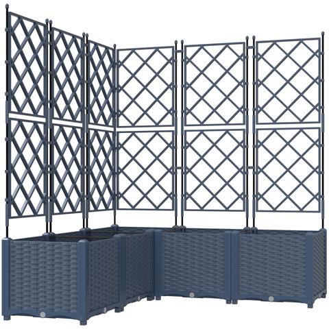 Vaso da Giardino con Traliccio 5 pz Grigio 120x120x143 cm - Foto 1